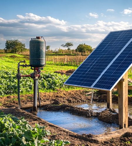 agriculture farm with solar powered and water pump